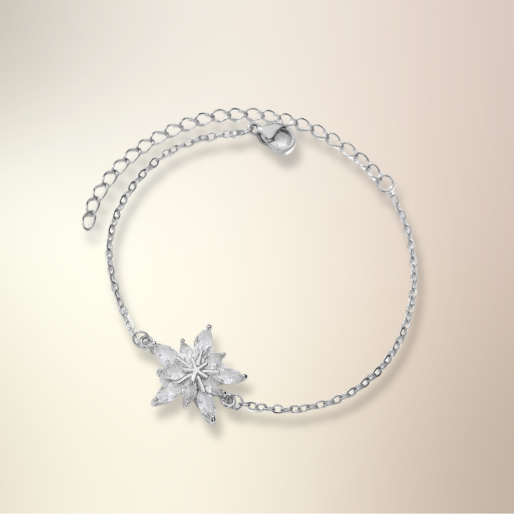 Stainless Steel Zircon Flower Bracelet