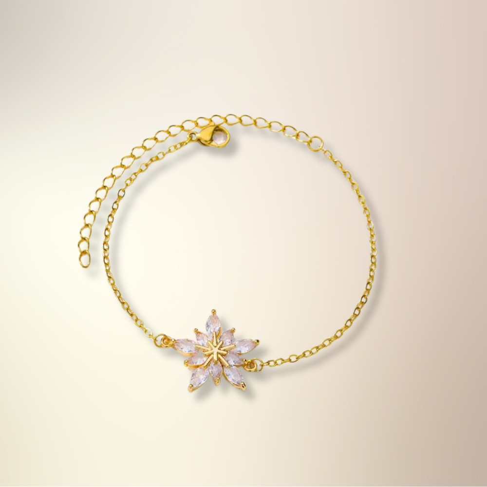 Stainless Steel Zircon Flower Bracelet