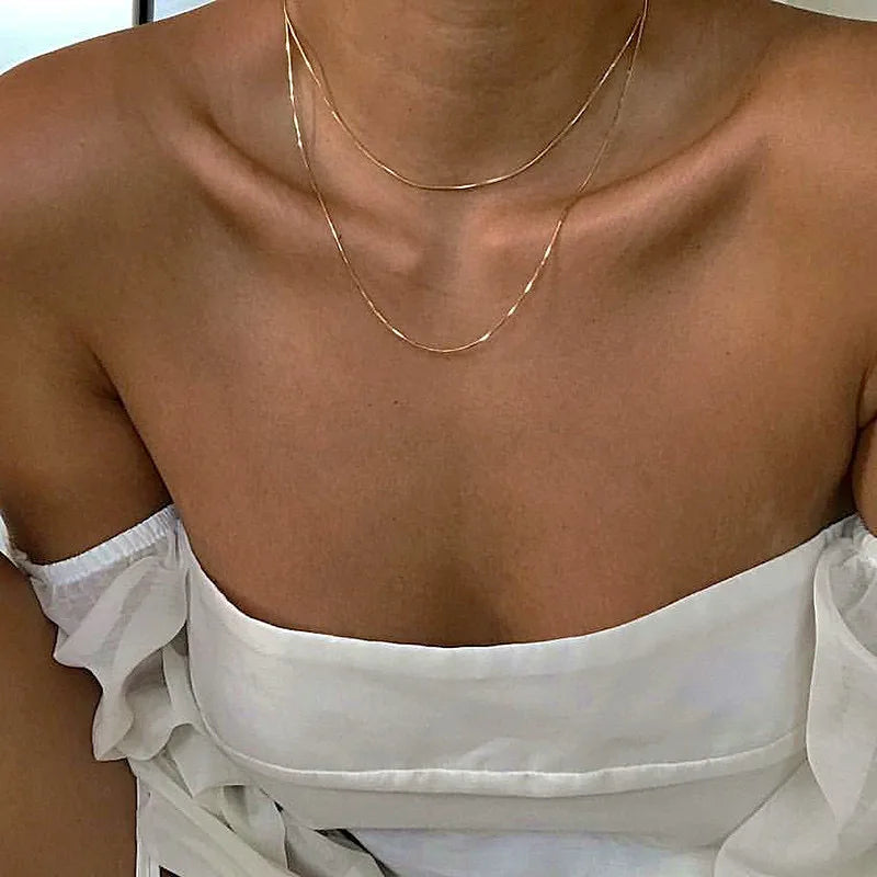 Women Necklace Chain Gold Color Choker