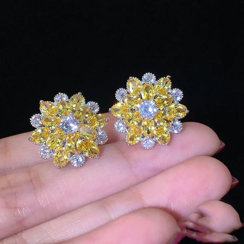 Luxury Shiny Flower Shaped Stud Earrings