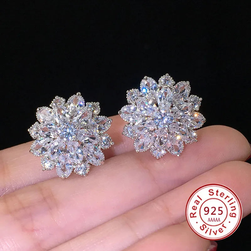 Luxury Shiny Flower Shaped Stud Earrings