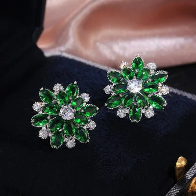 Luxury Shiny Flower Shaped Stud Earrings