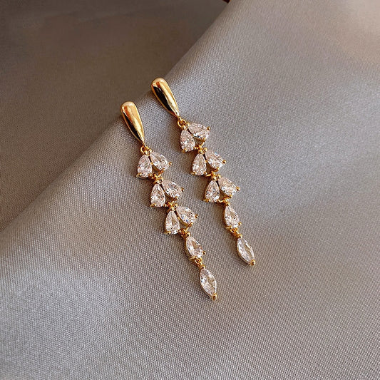 Tassel Leaf Shape Gold Color Earrings