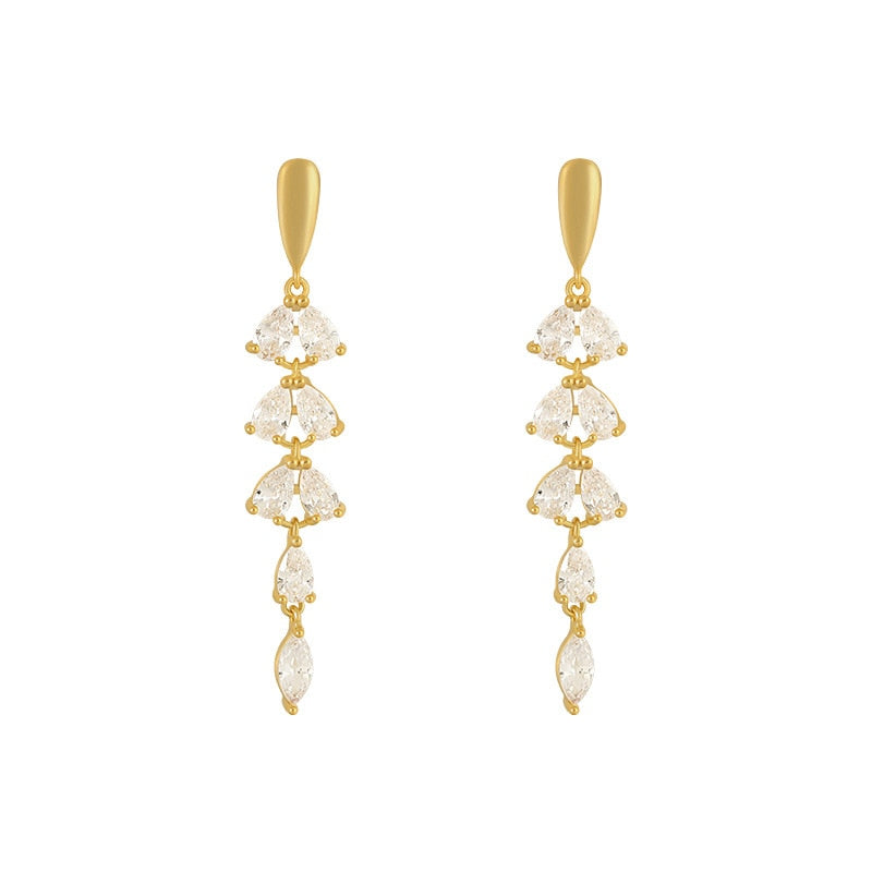 Tassel Leaf Shape Gold Color Earrings