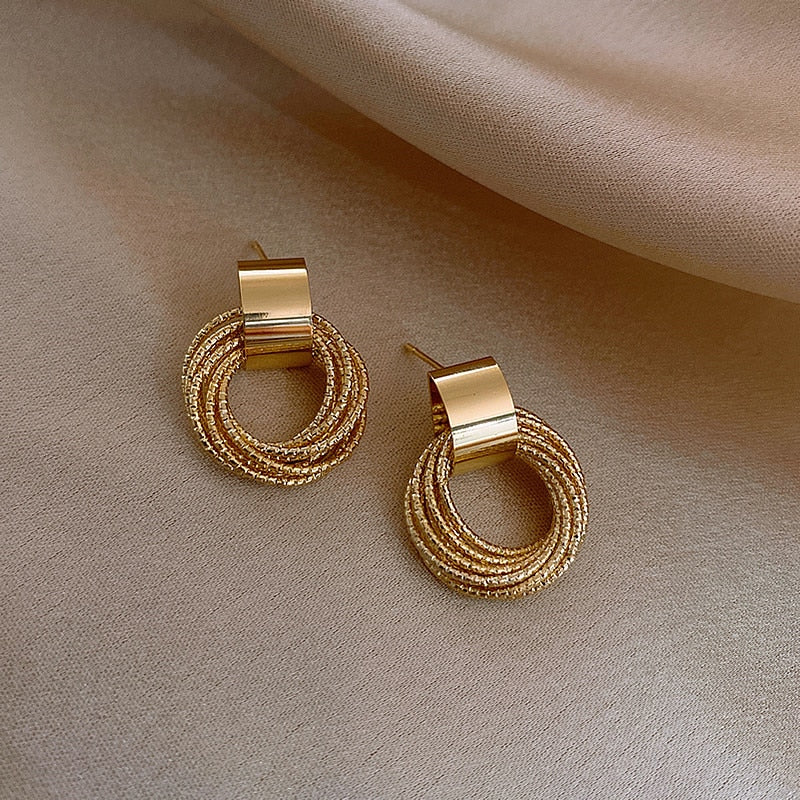 Retro Metallic Gold Colo Earrings