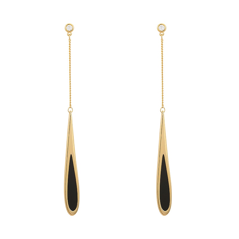 Black Drop Tassel Long Earrings